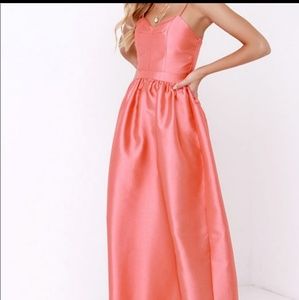 Lulu's  gown formal wear, coral maxi holiday dress